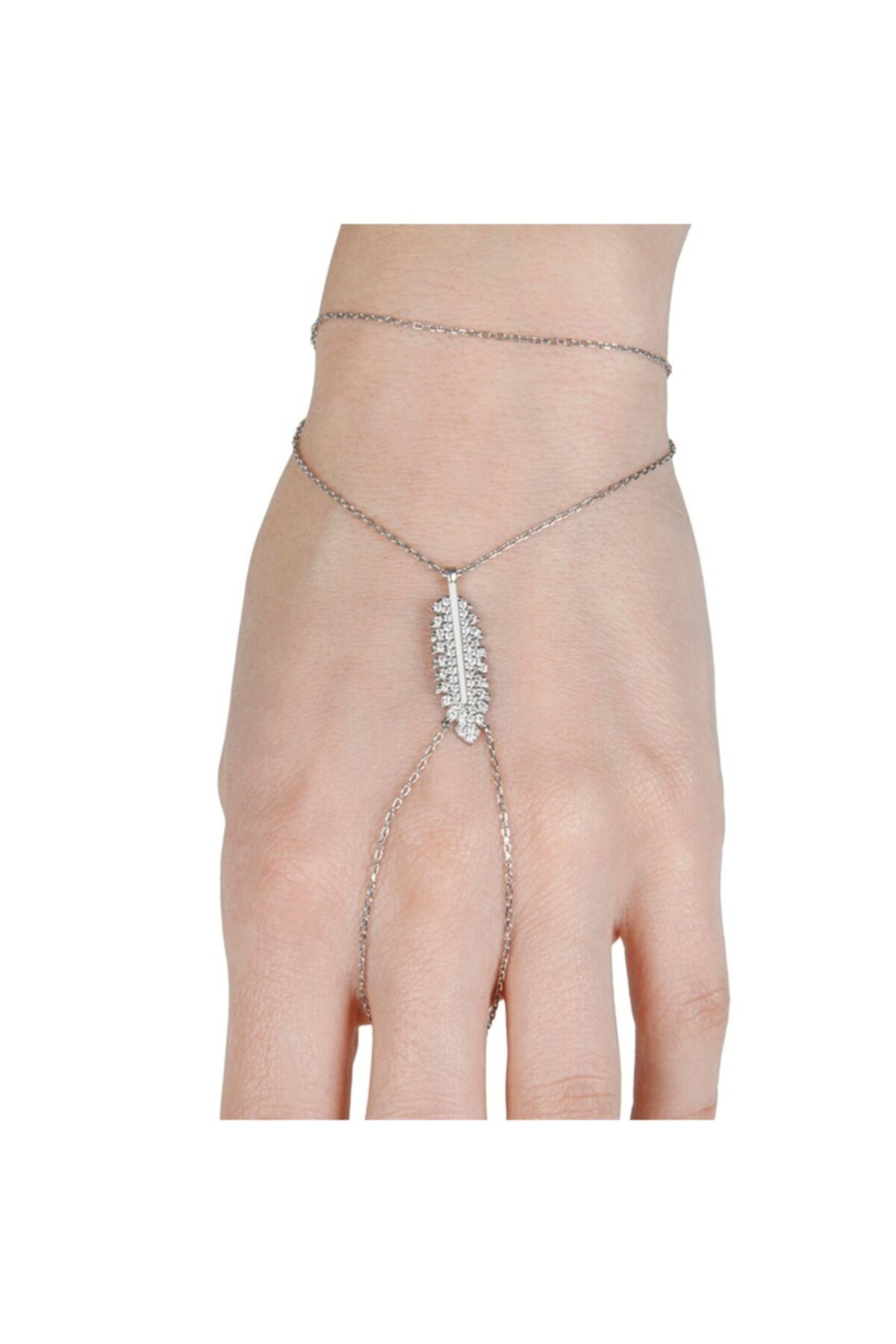 Afrodit Silver Kadın Beyaz Tüy Motifli Tasarım Gümüş Şahmeran Bileklik