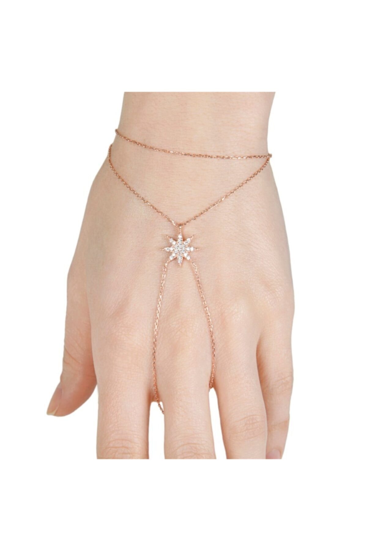 Afrodit Silver Kadın Rose Tek Yıldızlı Tasarım Gümüş Şahmeran Bileklik