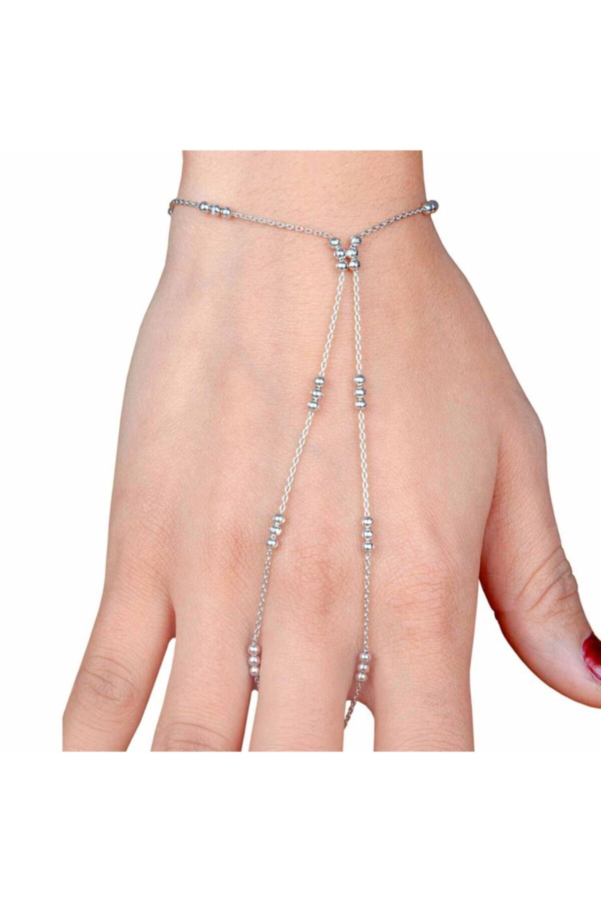 Afrodit Silver Kadın Beyaz Zincirli Toplu Gümüş Şahmeran