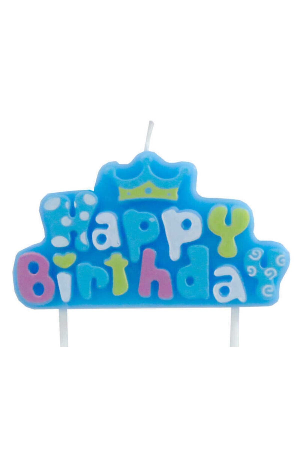whiteavm Mavi  Happy Bırthday Tekparça Rengarenk Mum  Pk:1 Kl:240