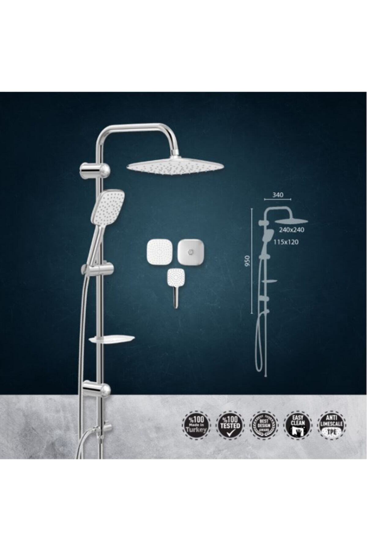 Valtemo Aqua Chrome Rain Duş Seti