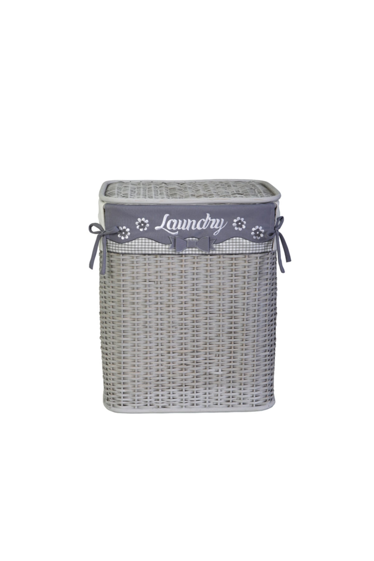 KANCAEV Gri Bambu Çamaşır Sepeti