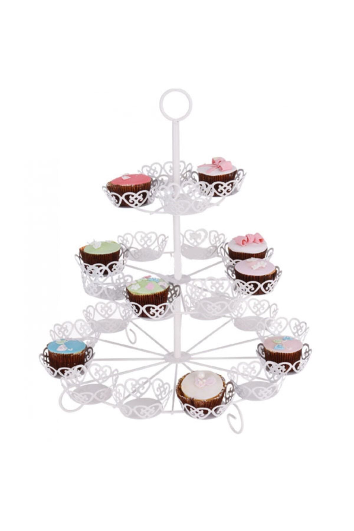 TahtakaleToptancıları Metal Cupcake Standı 3 Katlı 24'lü Kek Standı
