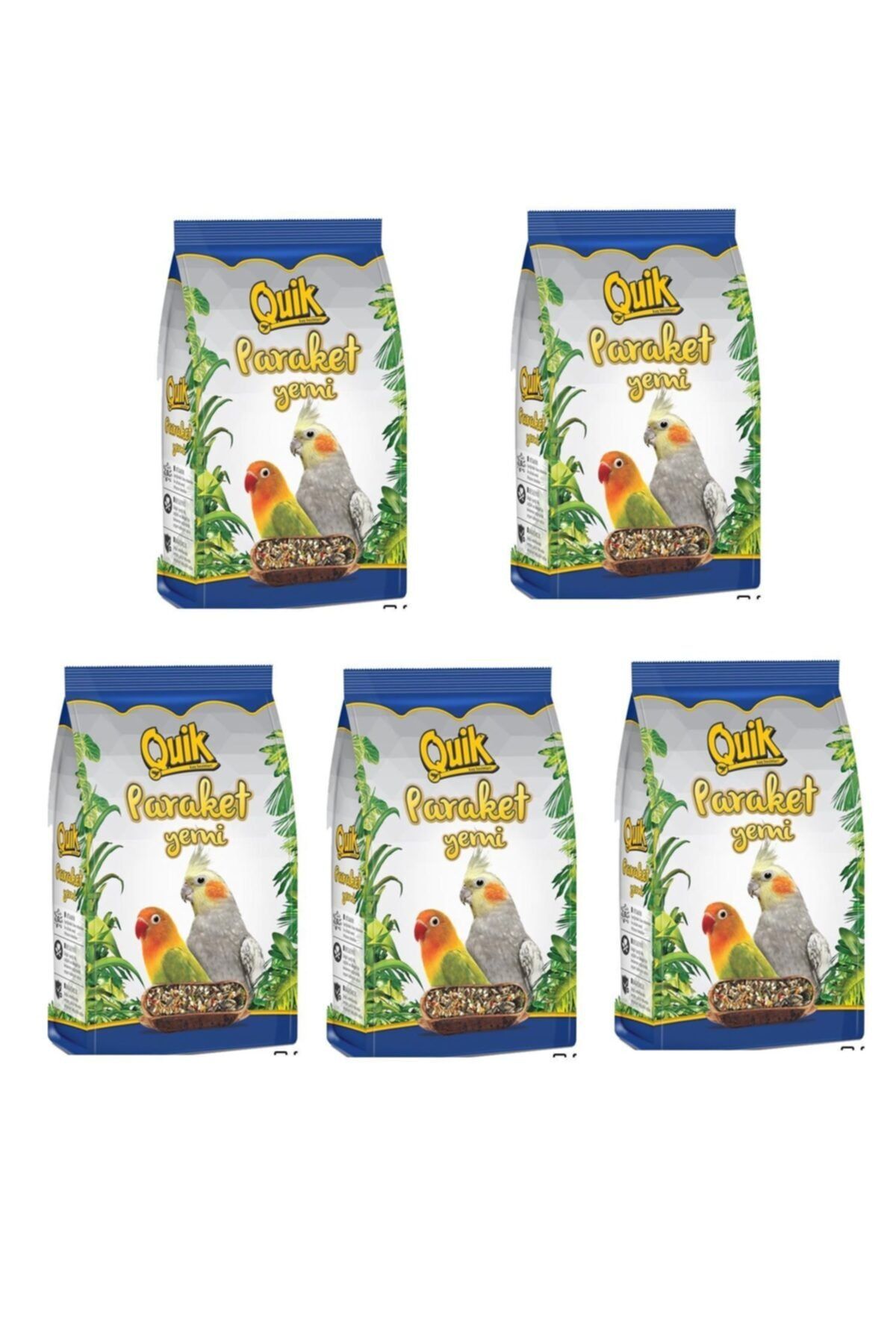 Quik Paraket Yemi 750 Gr 5'li Orijinal Paket Sultan Ve Cennet Papağanı Yemi
