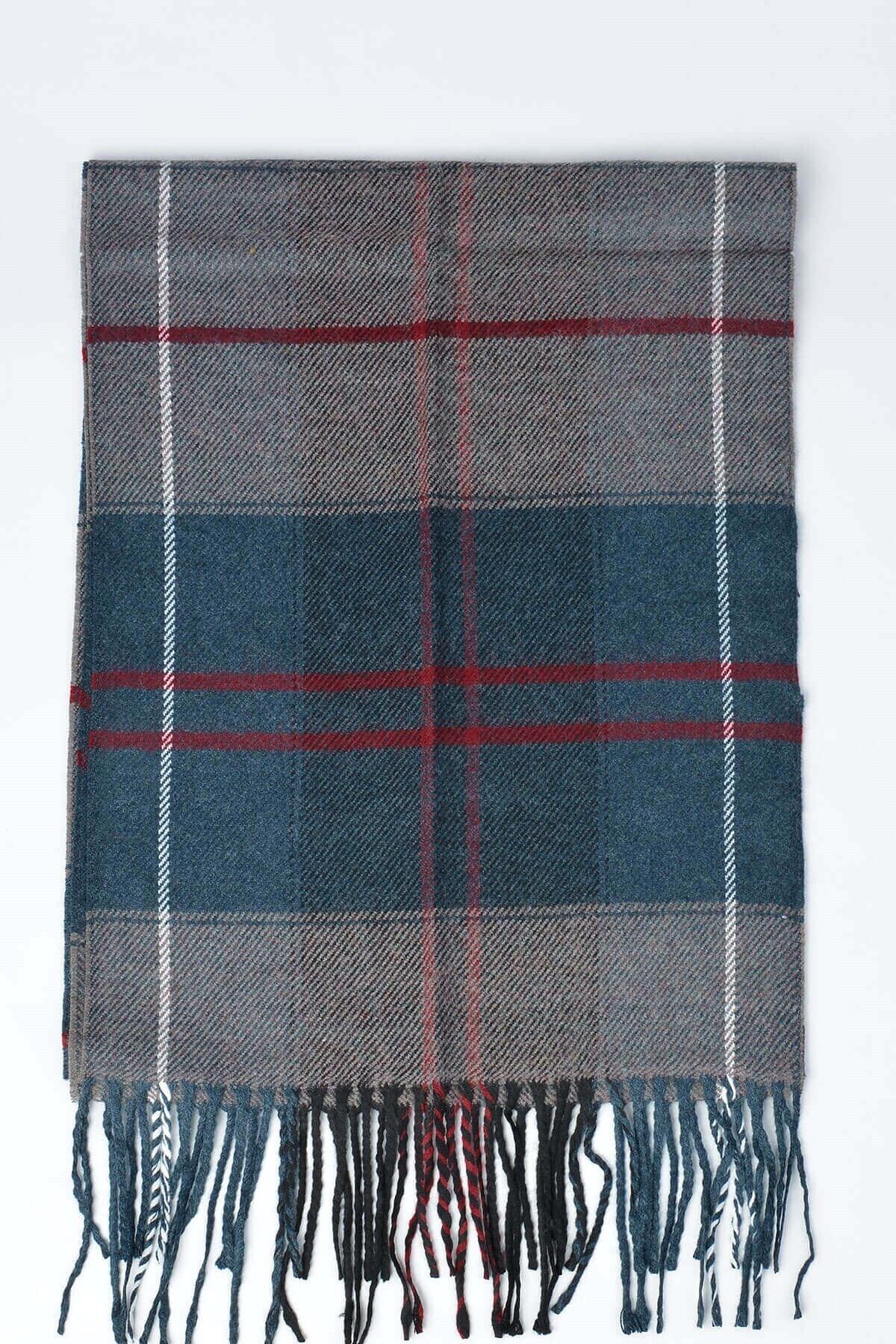 Mossta Erkek Gri Ekose Atkı