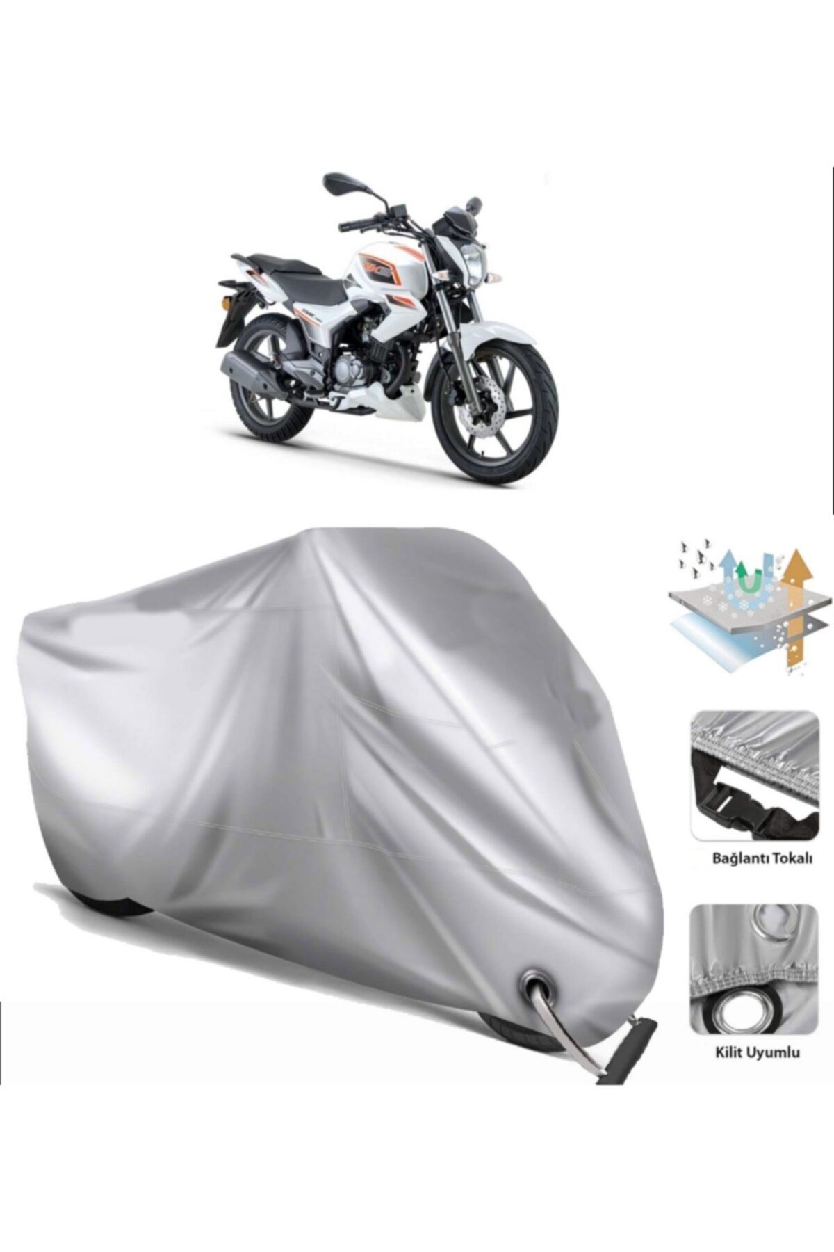 CoverPlus Rks Titanic 150-s Motor Brandası Arka Çanta Uyumlu (bağlant,kilit Uyumlu)