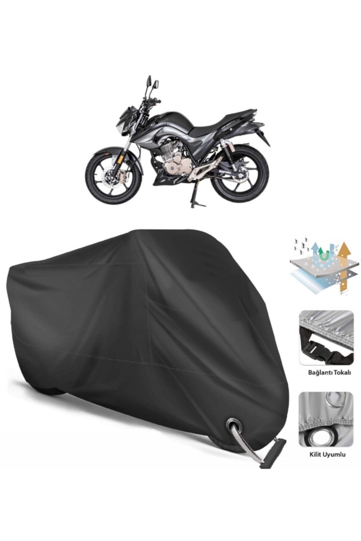 CoverPlus Mondial 125 Drift L Cbs Motor Brandası Arka Çanta Uyumlu (bağlantı, Kilit Uyumlu)-siyah