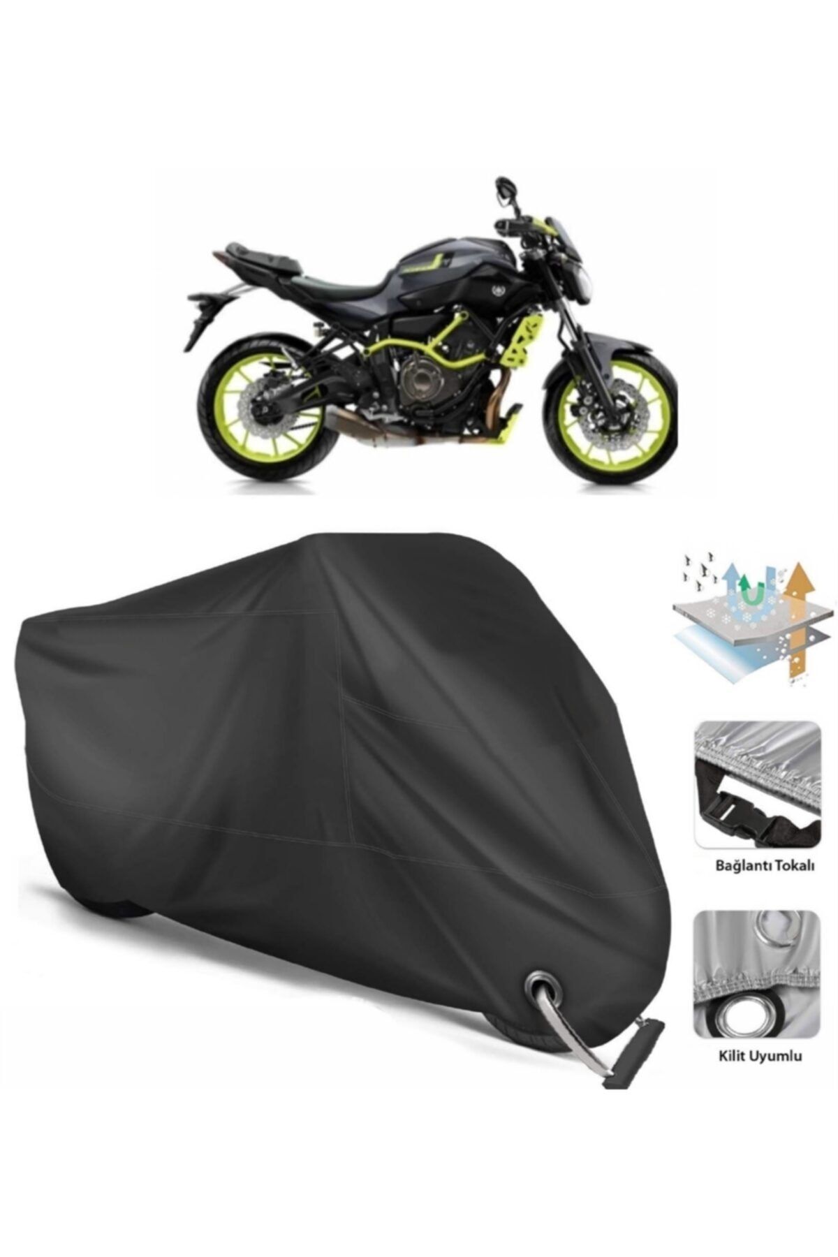 CoverPlus Yamaha Mt-07 Abs Motor Brandası Arka Çanta Uyumlu (bağlantı, Kilit Uyumlu)-siyah