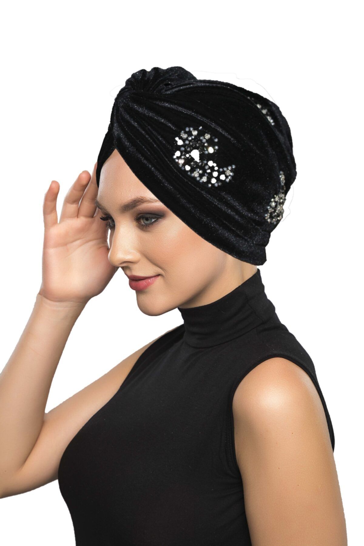 fidan bone Kadife Shining Serisi Hazır Türban Tesettür Bone