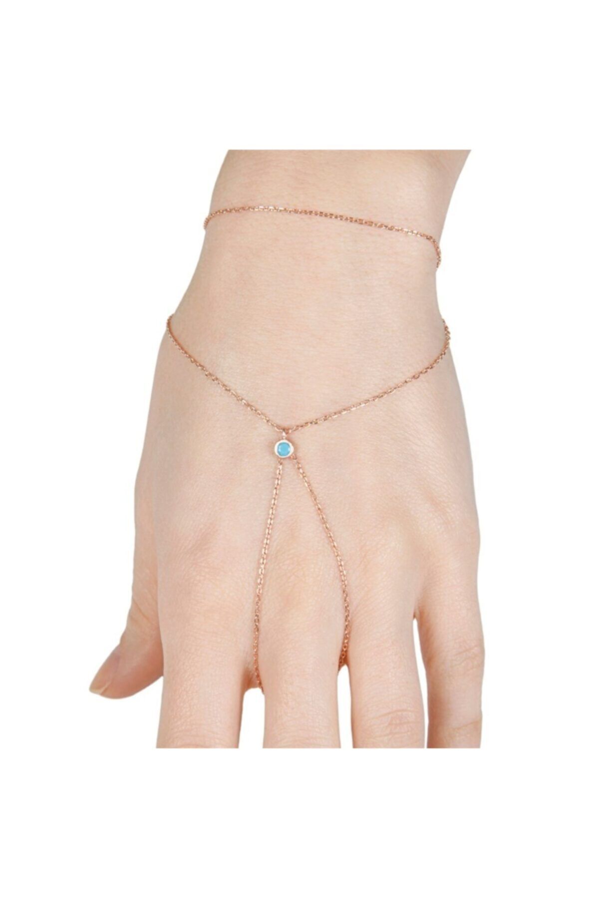 Afrodit Silver Kadın Rose Turkuaz Taşlı Tasarım Gümüş Şahmeran Bileklik
