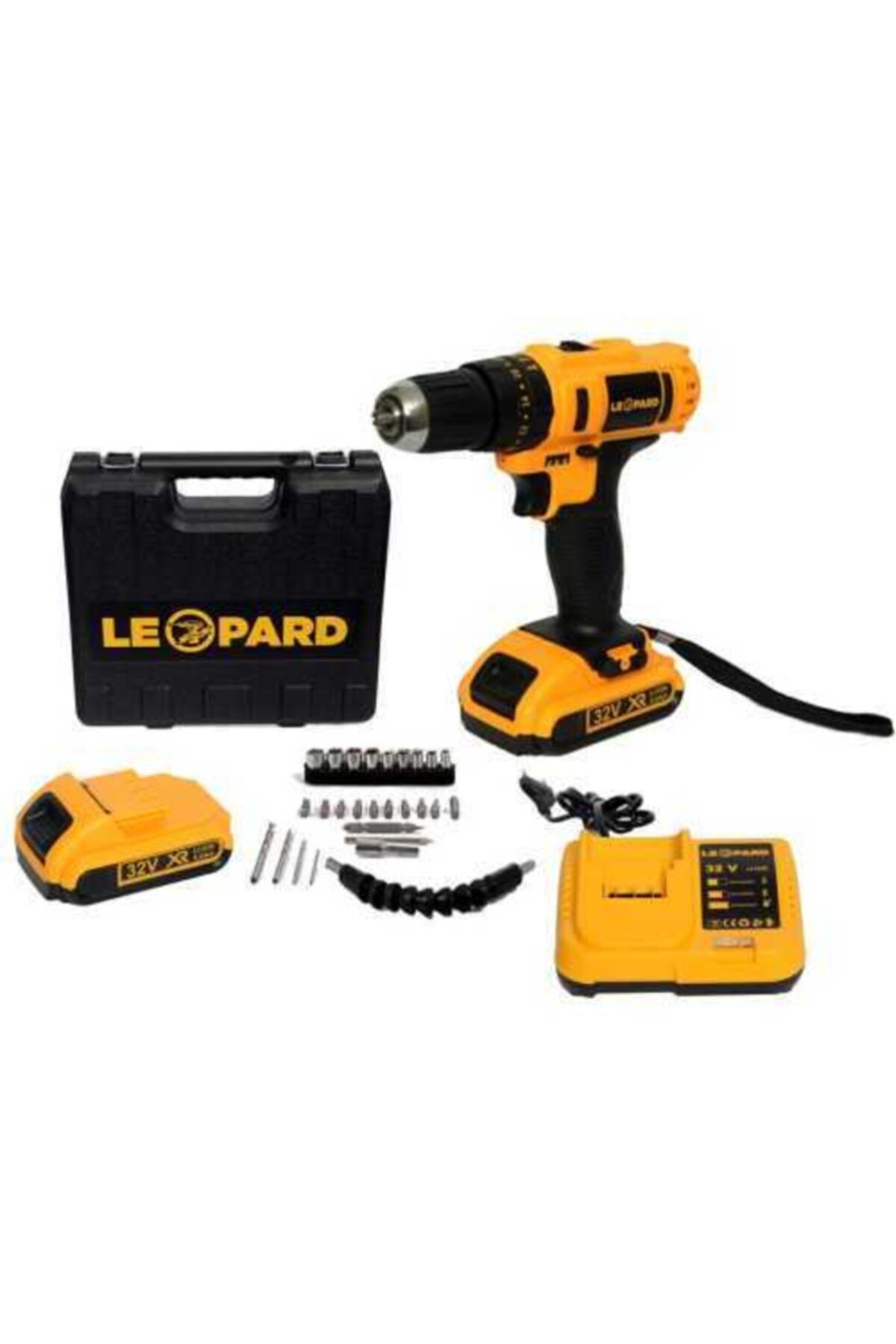 Leopard Power Tools 32v 5ah Darbeli Çift Akülü Şarjlı Vidalama 27 Parça Setli