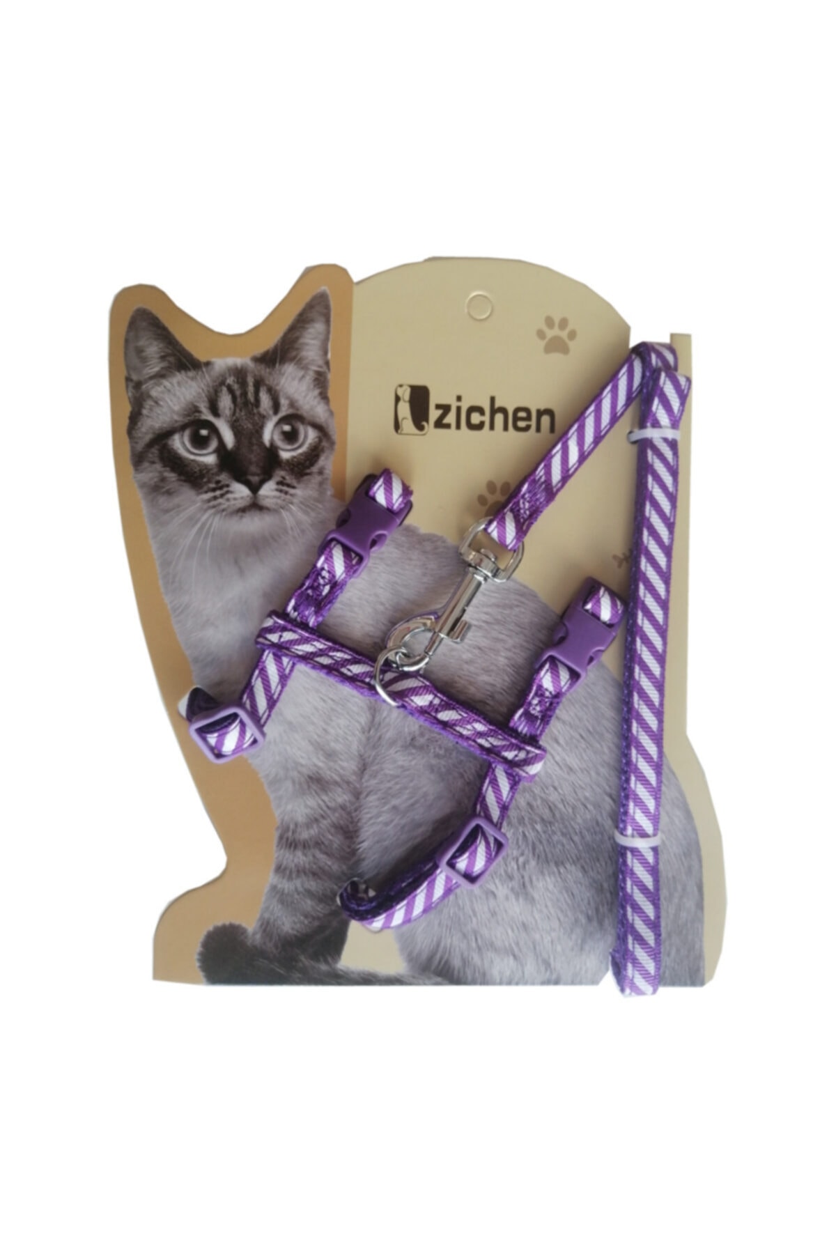 EvimShopping Atlantik Mor Çizgili Kedi Göğüs Bel Tasması 20*32 Cm