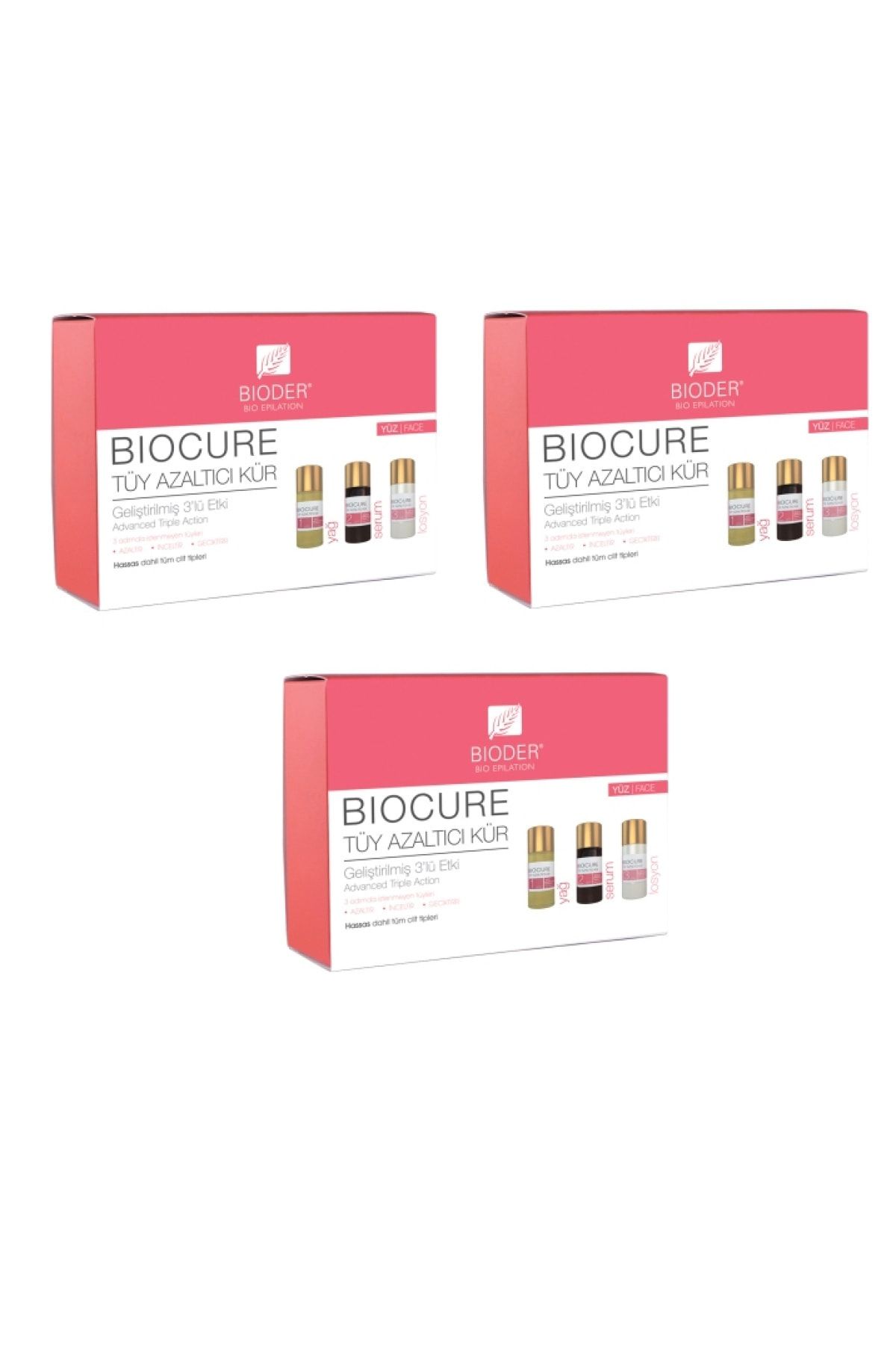 Bioder Tüy Azaltıcı Kür 3'lü Etki 3 X 5 ml - Yüz Için X 3 Adet BİOKRSR038