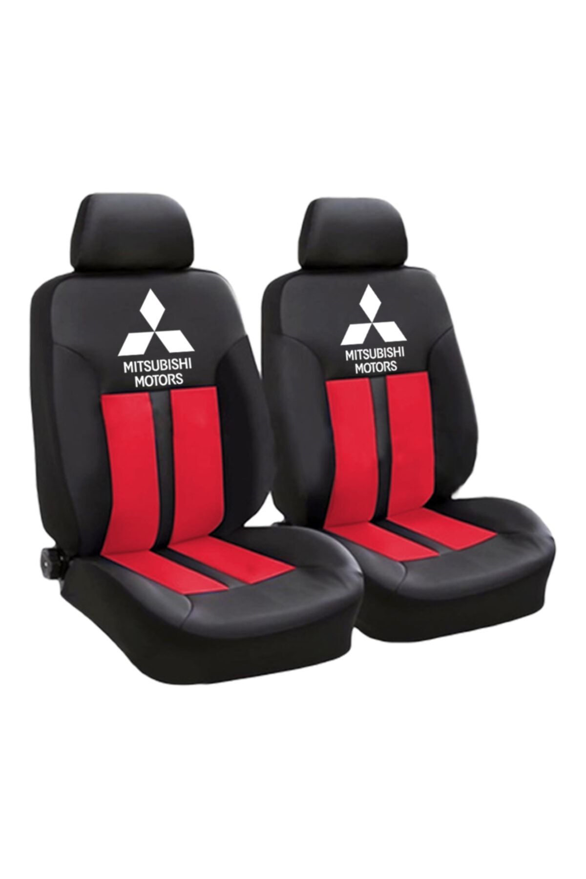 BTİC Mitsubishi Logolu Ön-arka Sporoto Koltuk Kılıfı 2 Adet Boyun Yastığı 2adet Kemer Pedi