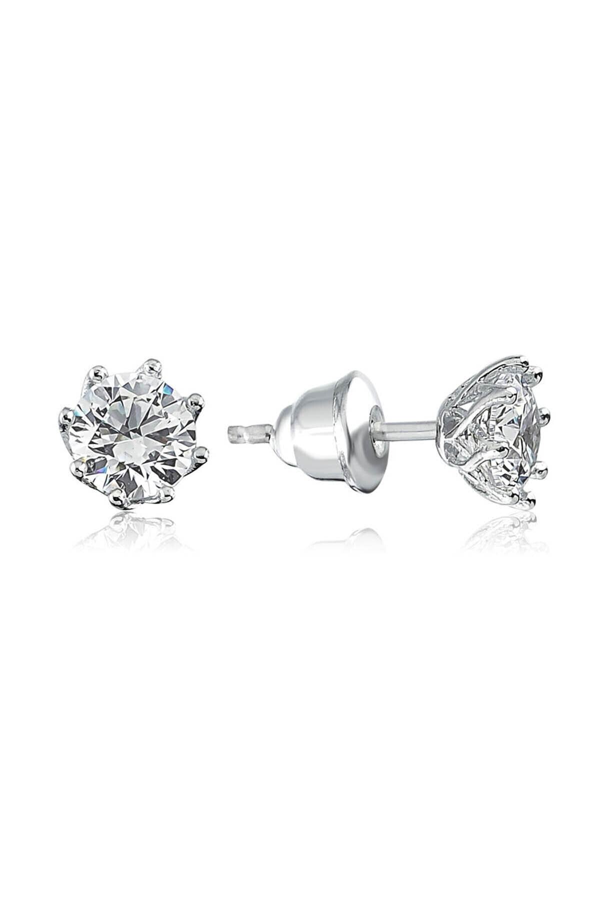 Valori Jewels 1.5 Karat Zirkon Taşlı, Gümüş Tektaş Küpe