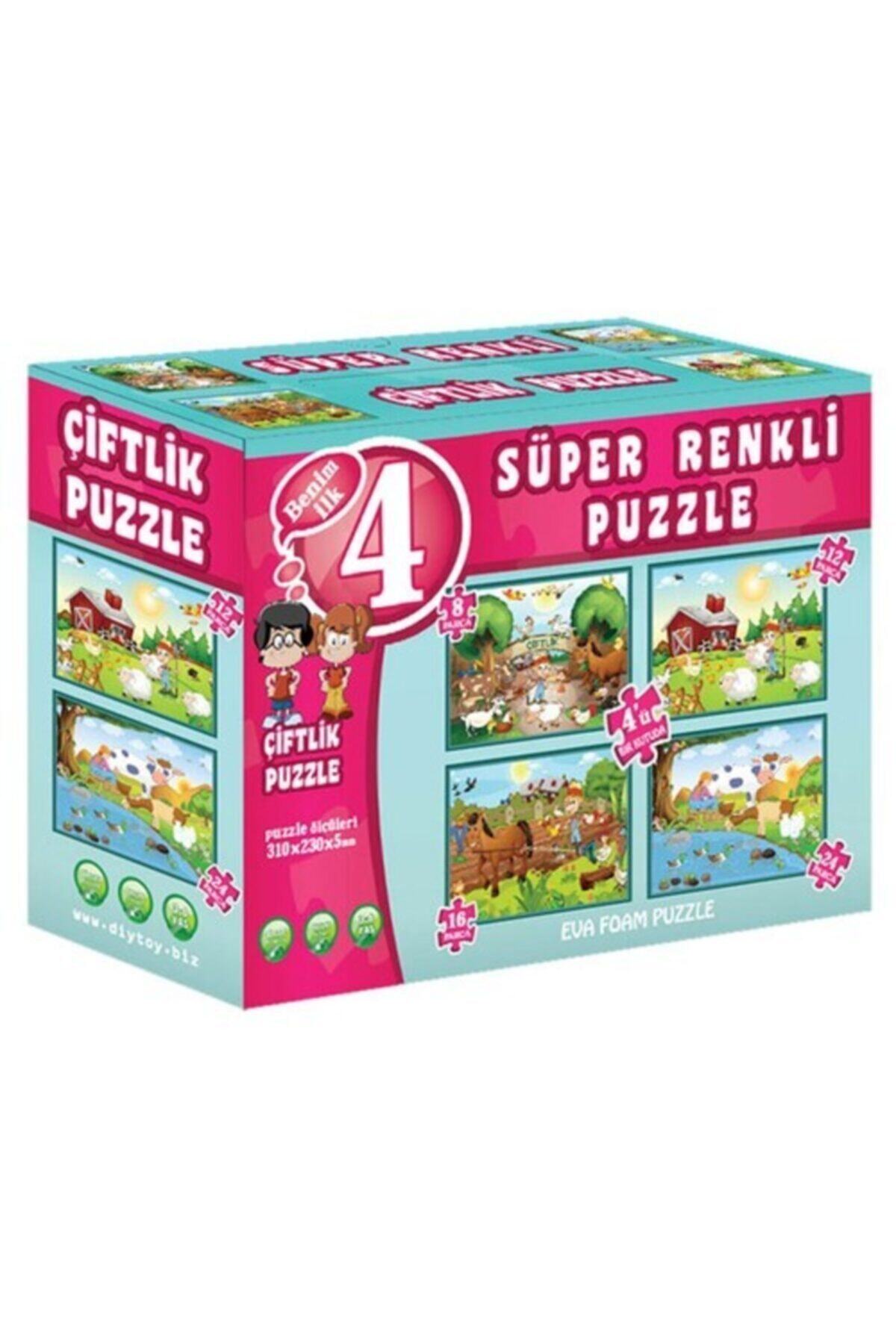 DIY Toys Çiftlik Süper Renkli Puzzle (4 ADET PUZZLE) Fırsat Puzzle