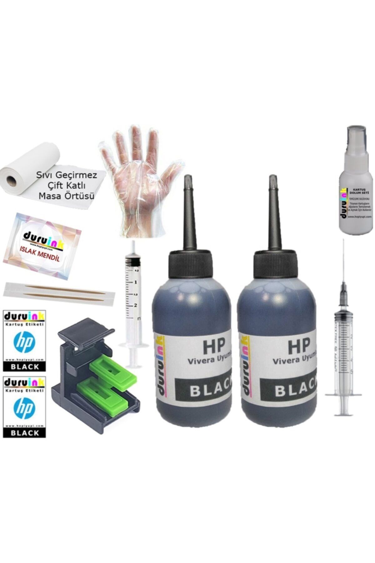 Duruink Hp 3515 2515 3545 (650) Siyah Kartuş Mürekkep Dolum Seti 2x100ml Renk