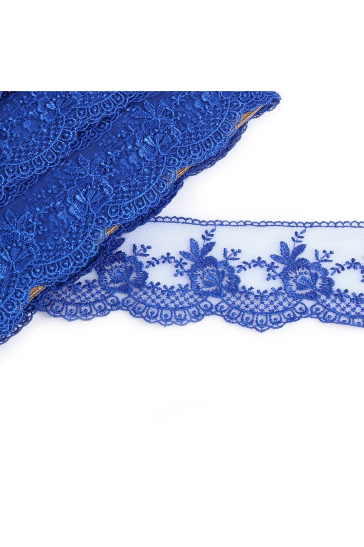 Koza Fermuar 5 mt Saks Çiçek Desenli Güpür Dantel 67