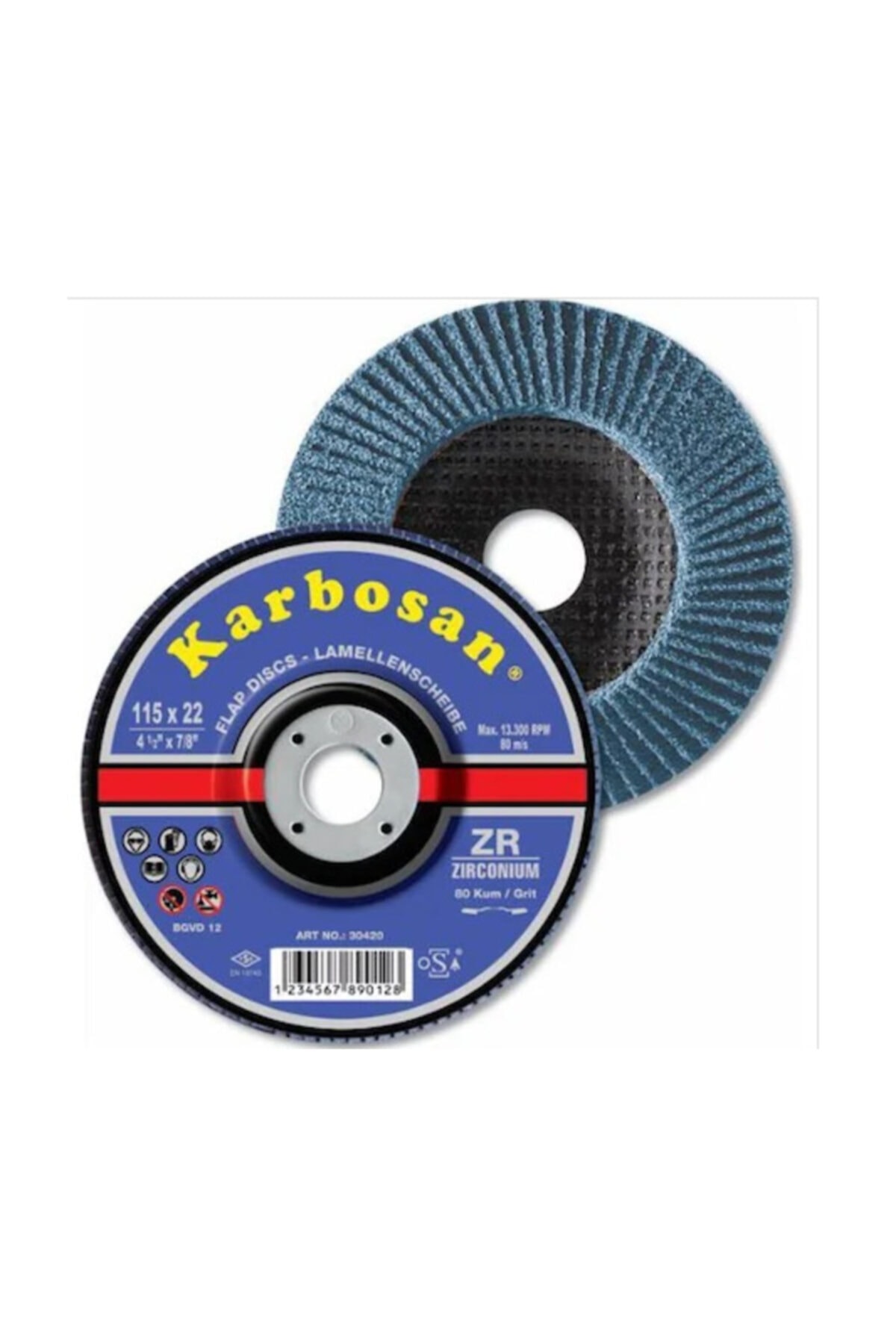 KARBOSAN Flap Disk Zirkonyum 115x22 mm 60 Kum 1 Adet