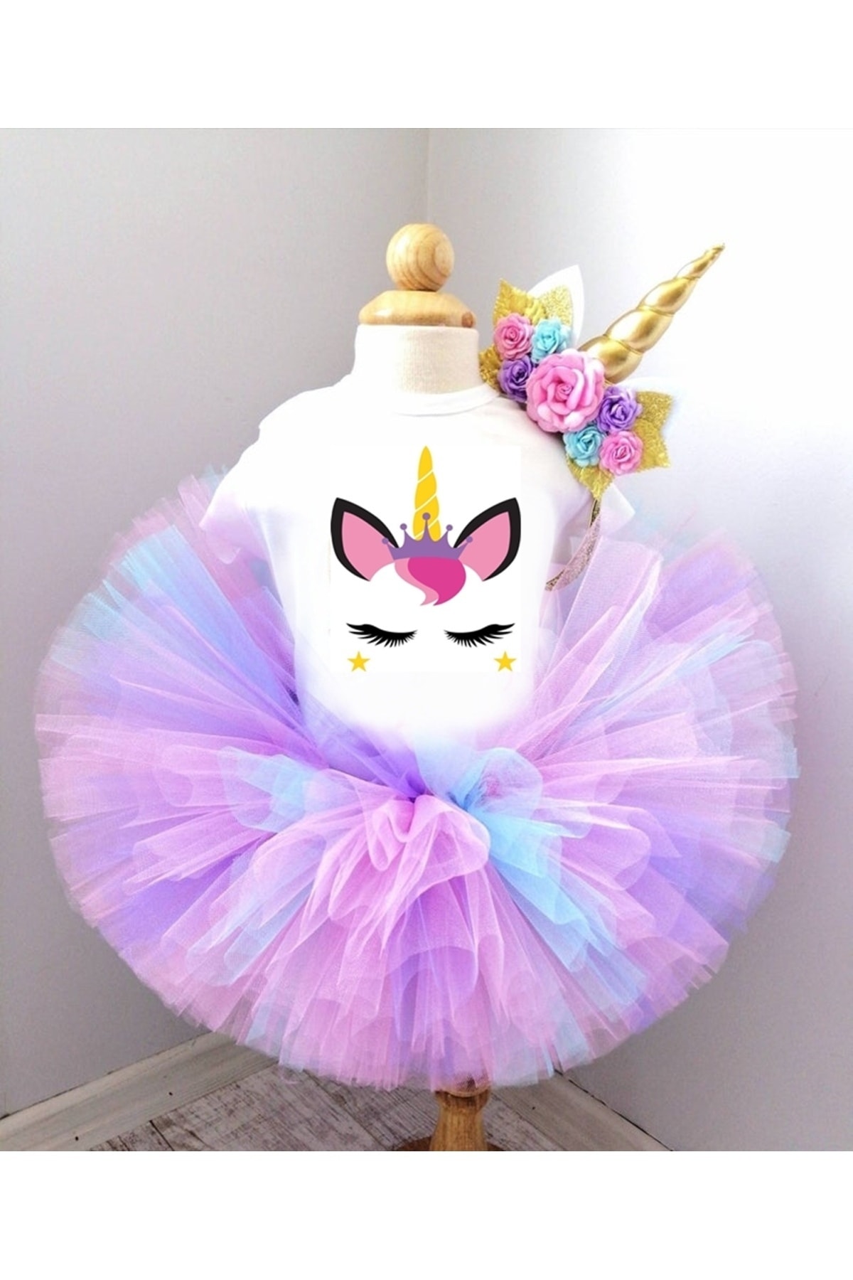 bba new trend 3'lü Doğum Günü Unicorn Tütü Etek Tişört