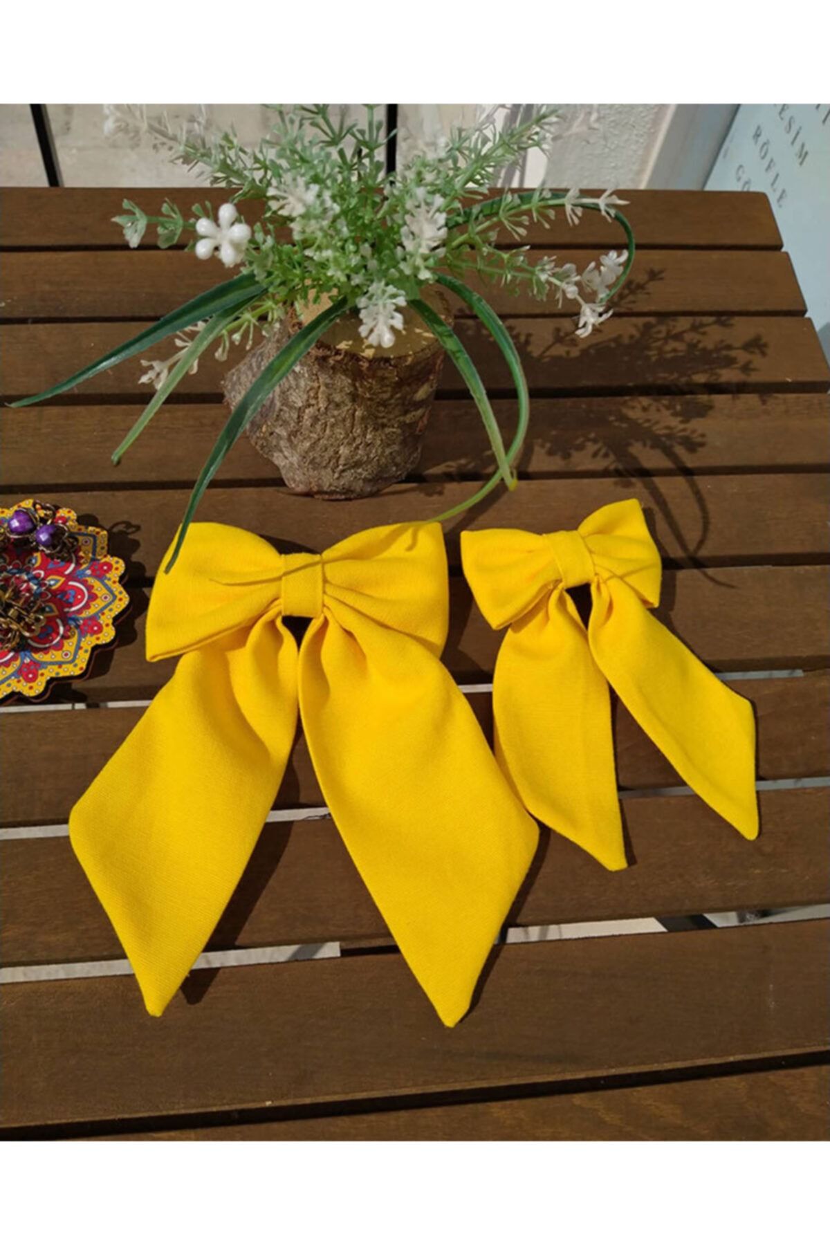 HandMadeJob Anne Kız Toka, Çocuk Saç Tokası, Saç Tokası, Toka,kuyruklu Fiyonk Sarı