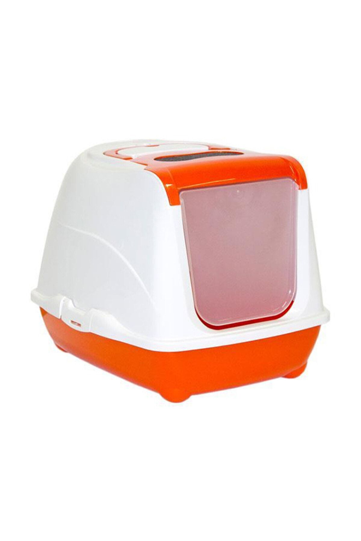 Moderna Flip Cat Kolay Açılır Filtreli Dekoratif Kapalı Kedi Tuvaleti Turuncu 50x39x37 Cm