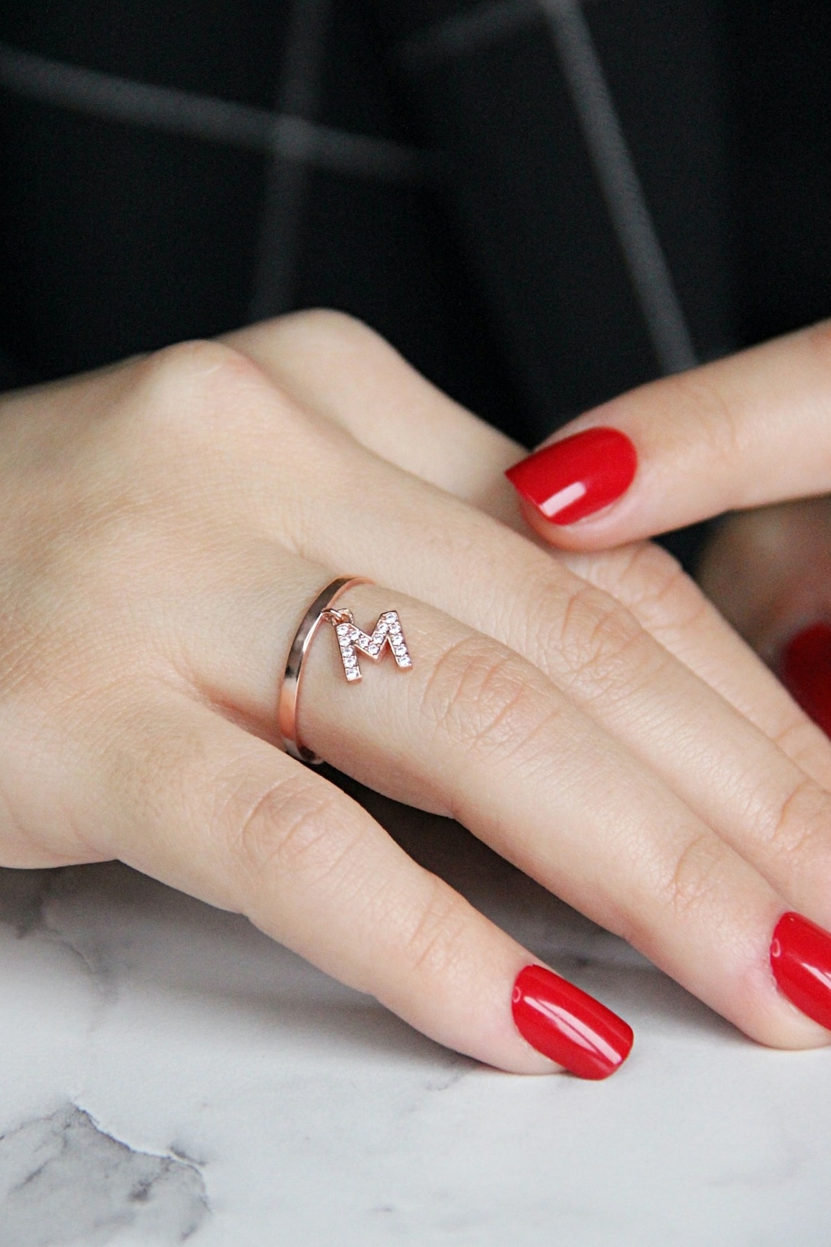 Argentum Concept M Harfi Gümüş Rose Yüzük - Y021601