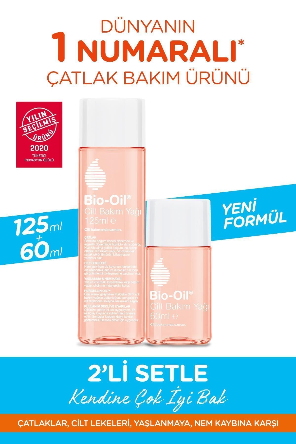 BioOil Çatlak Karşıtı & Nemlendirici Cilt Bakım Yağı 60 ml + 125 ml 2'li Paket