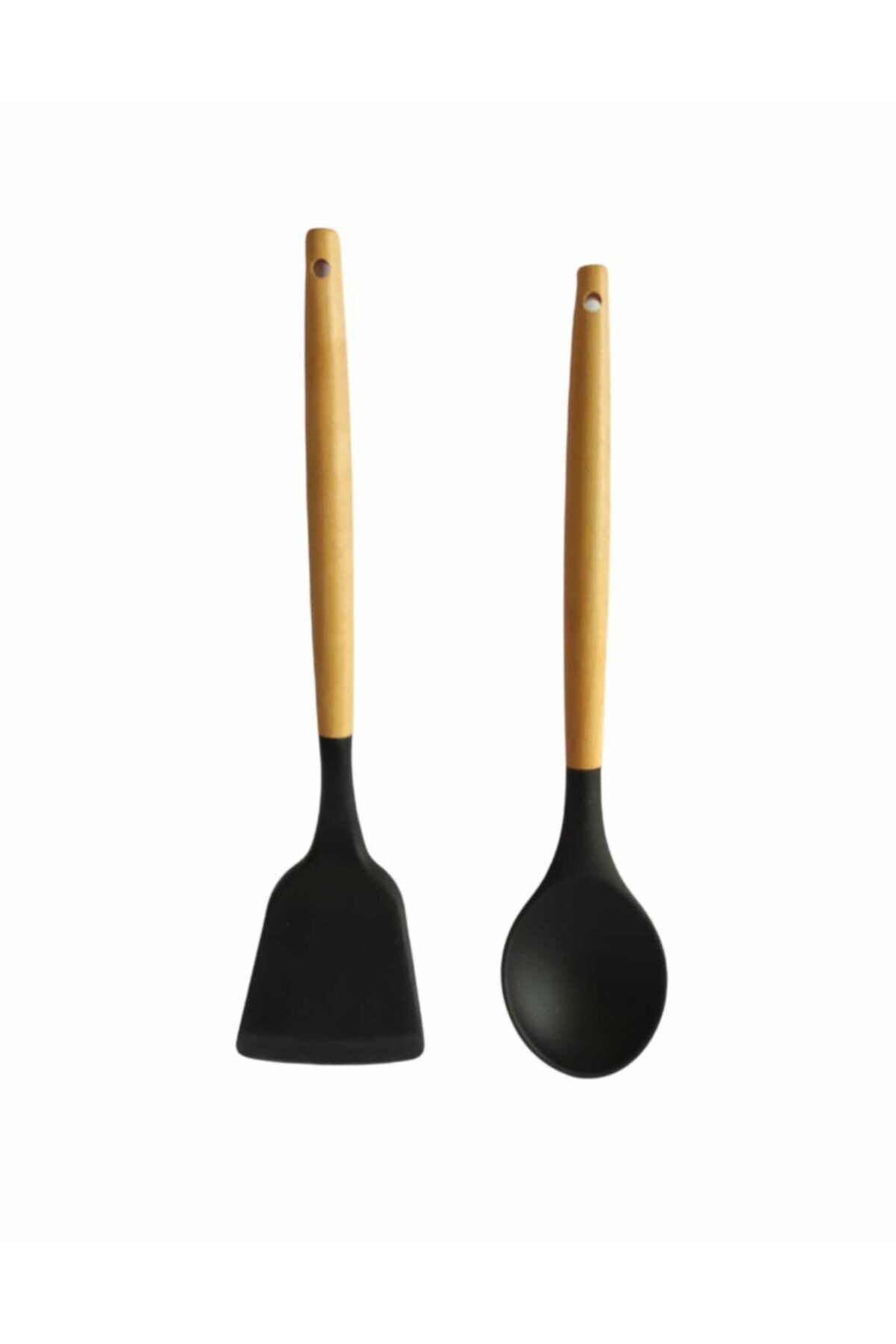 naturalife Yanmaz Yapışmaz Ahşap Saplı Silikon Spatula 2 ' Li Set 32 Cm