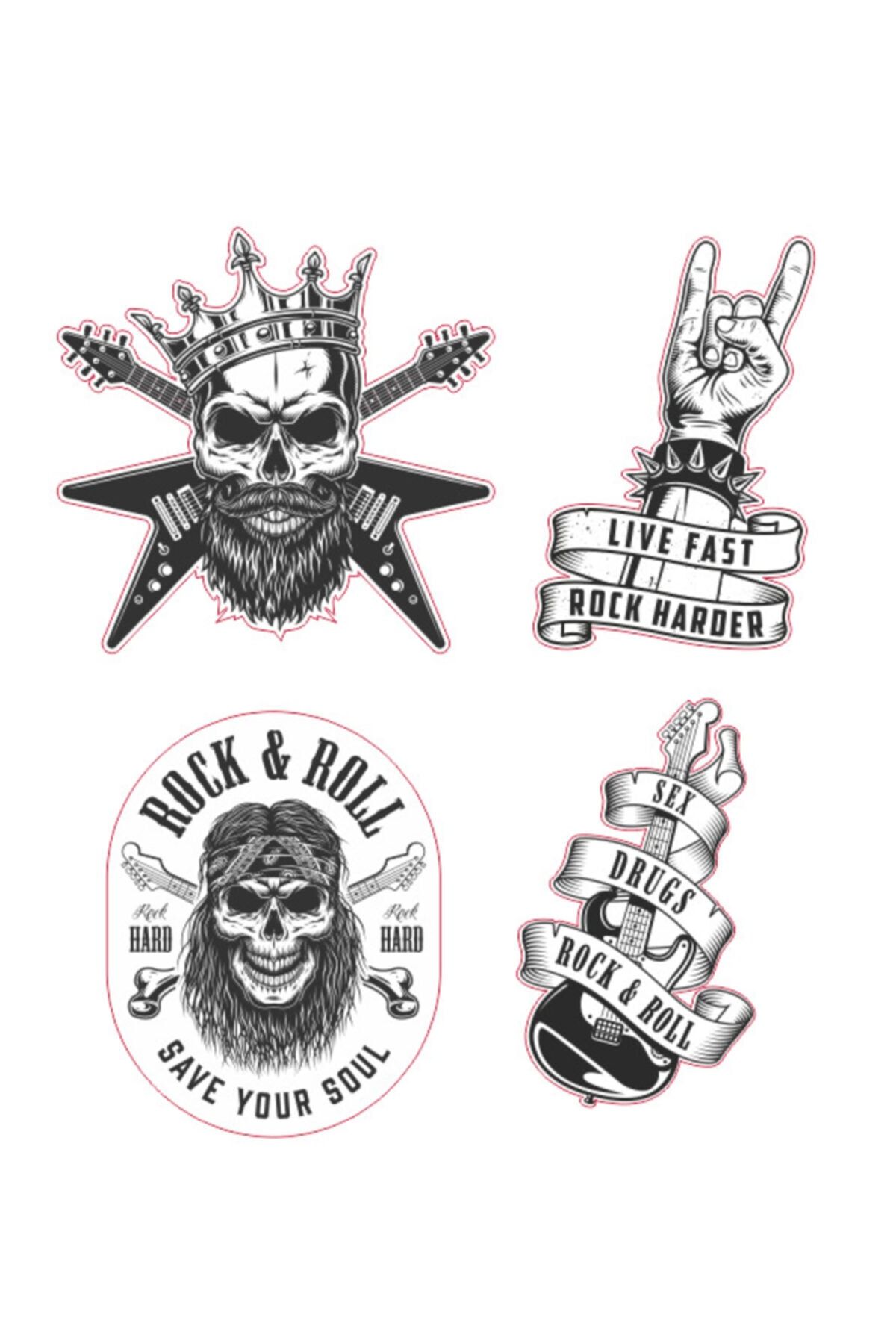 Kayacık Matbaası Gitar Etiketi - Rock Sticker - Laptop Notebook Kask Valiz Defter Sticker Seti