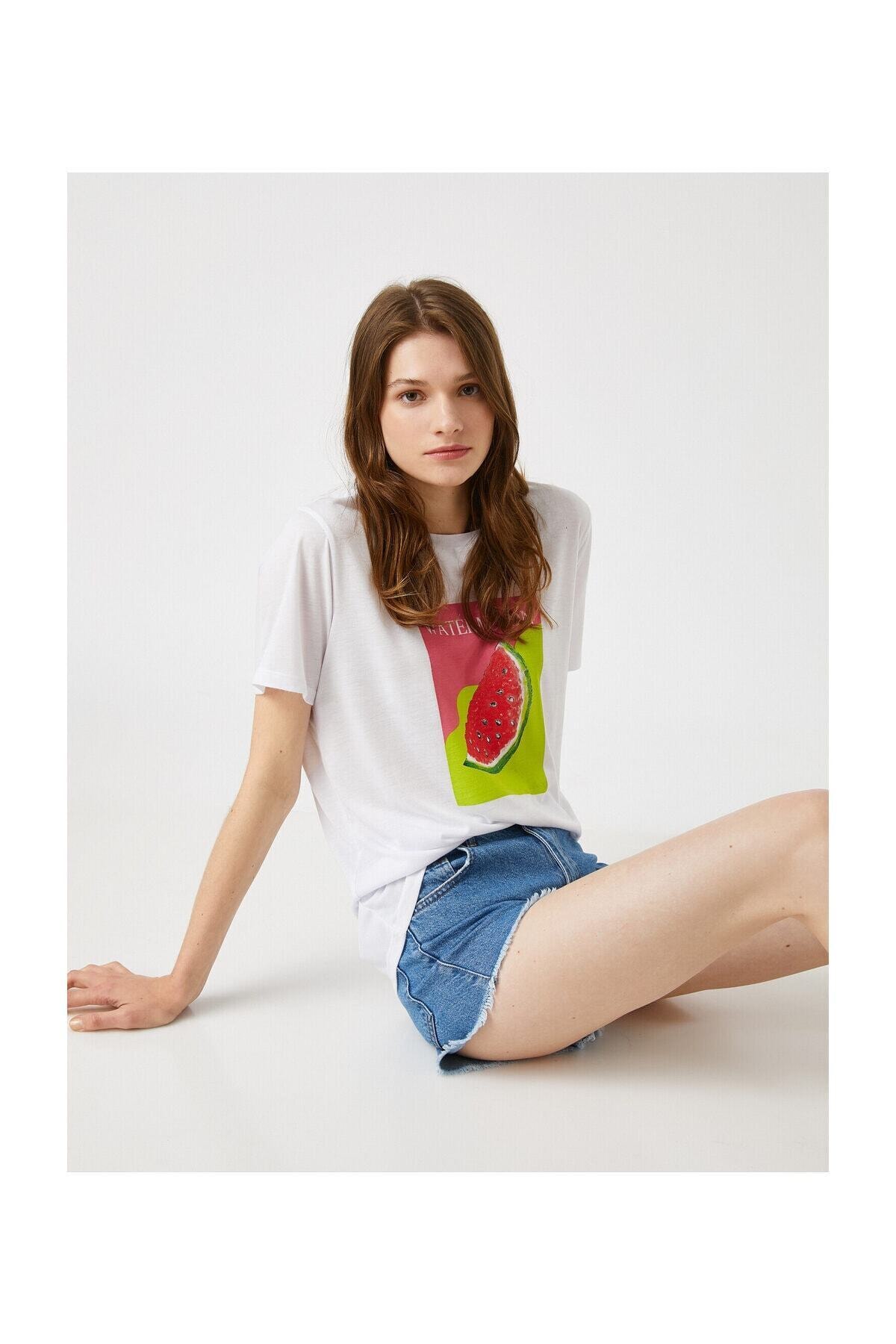 Koton Kadın Kirik Beyaz T-Shirt 1YAK13122EK