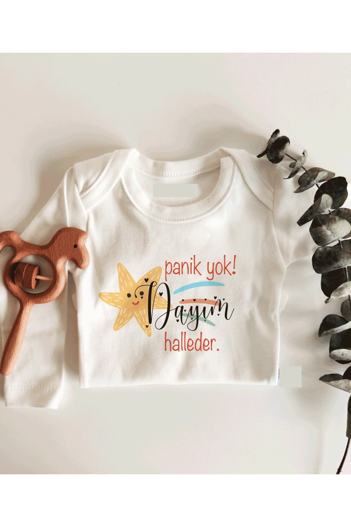 Limon Panik Yok Dayım Halleder Uzun Kol Çıtçıtlı Organik Bebek Body