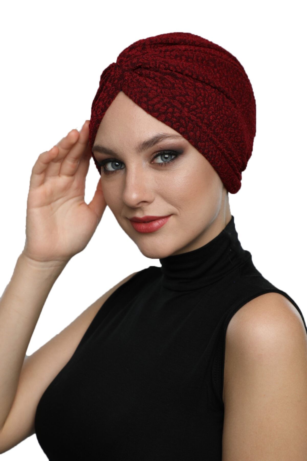 fidan bone Brokar W Bordo Hazır Türban Tesettür Bone