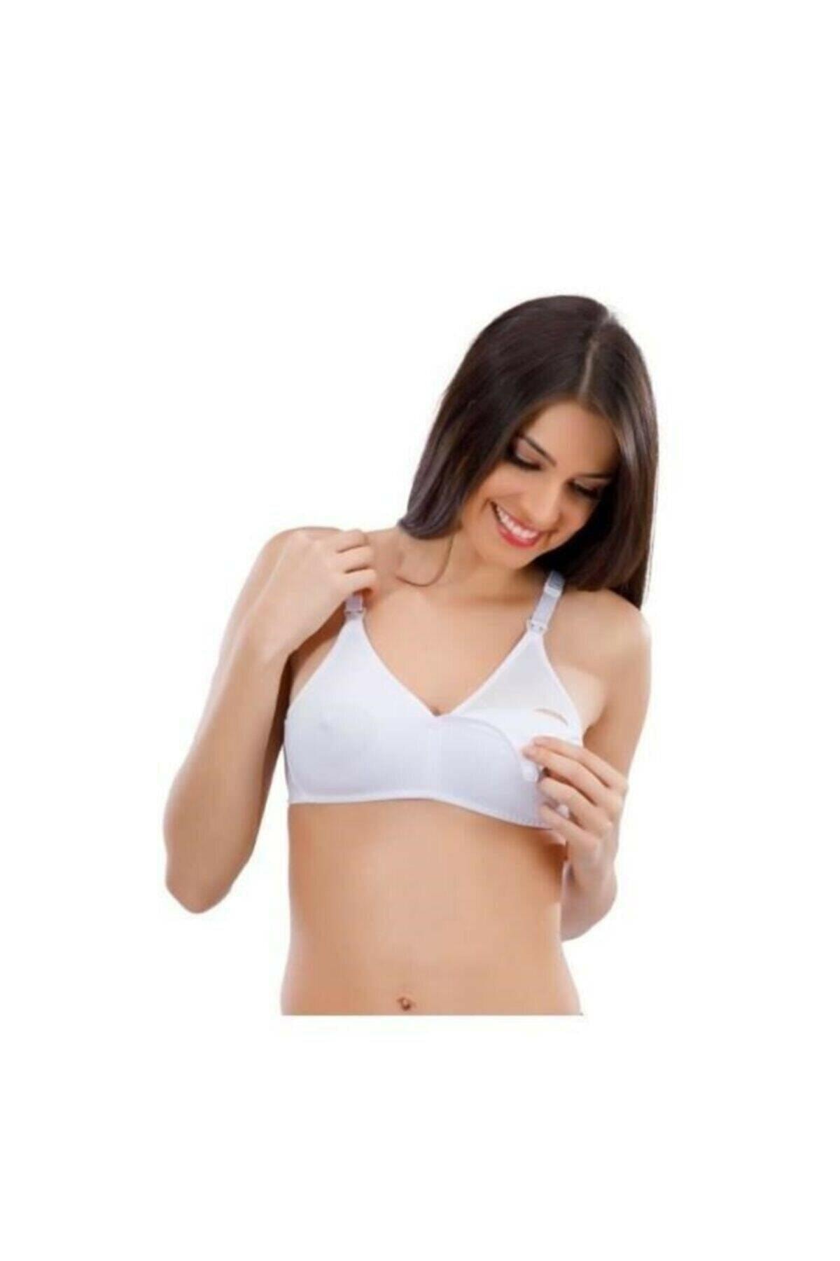 Liza Emzirme Sütyeni Penye Kancalı Beyaz