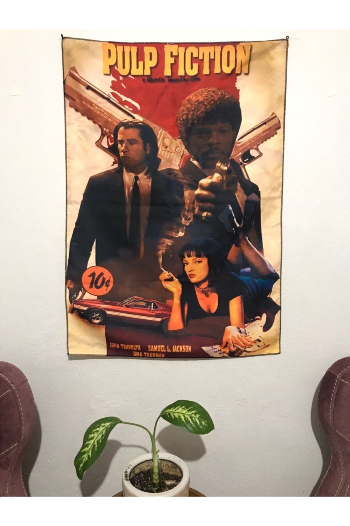 owl bag Pulp Fiction John Travolta Desenli Tasarım Duvar Halısı