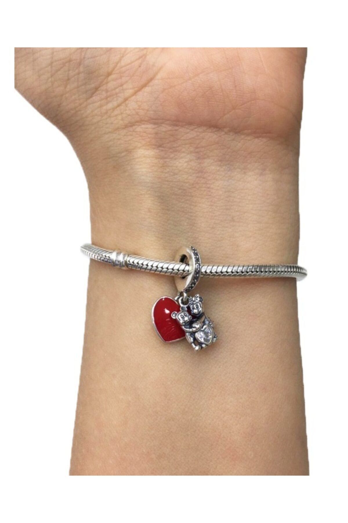 My Story Minnie & Mickey Beyaz Taşlı Gümüş Charm