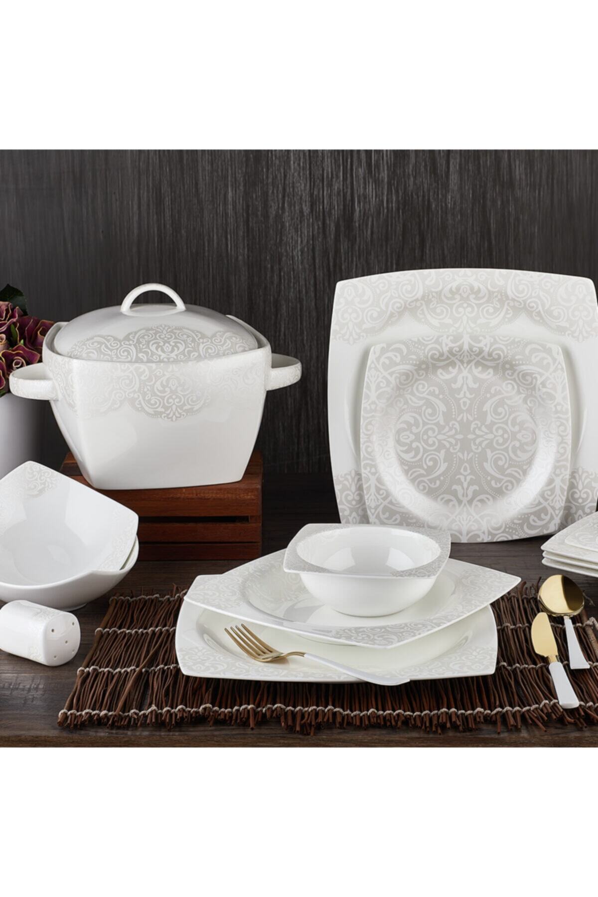 Aryıldız Bone Square Porselen 60 Parça Yemek Takımı 45004