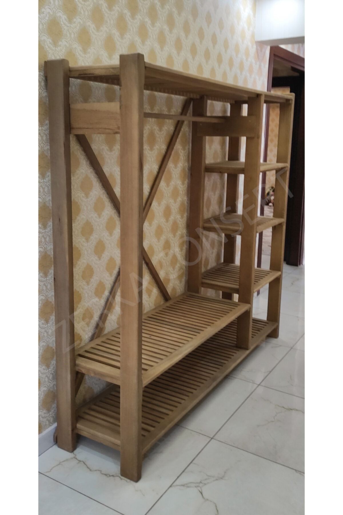 zerkaconcept Vera Tamamen El Işçiliği Modern Tasarım Doğal Ahşap Gardırop Çam Ağacı 170 Cm