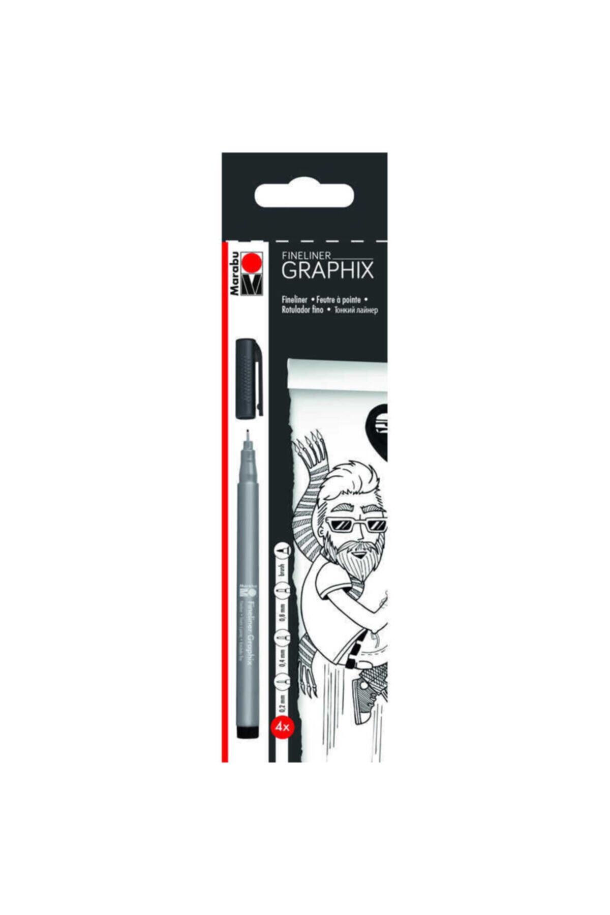 Marabu Fineliner Graphix Siyah 4lü