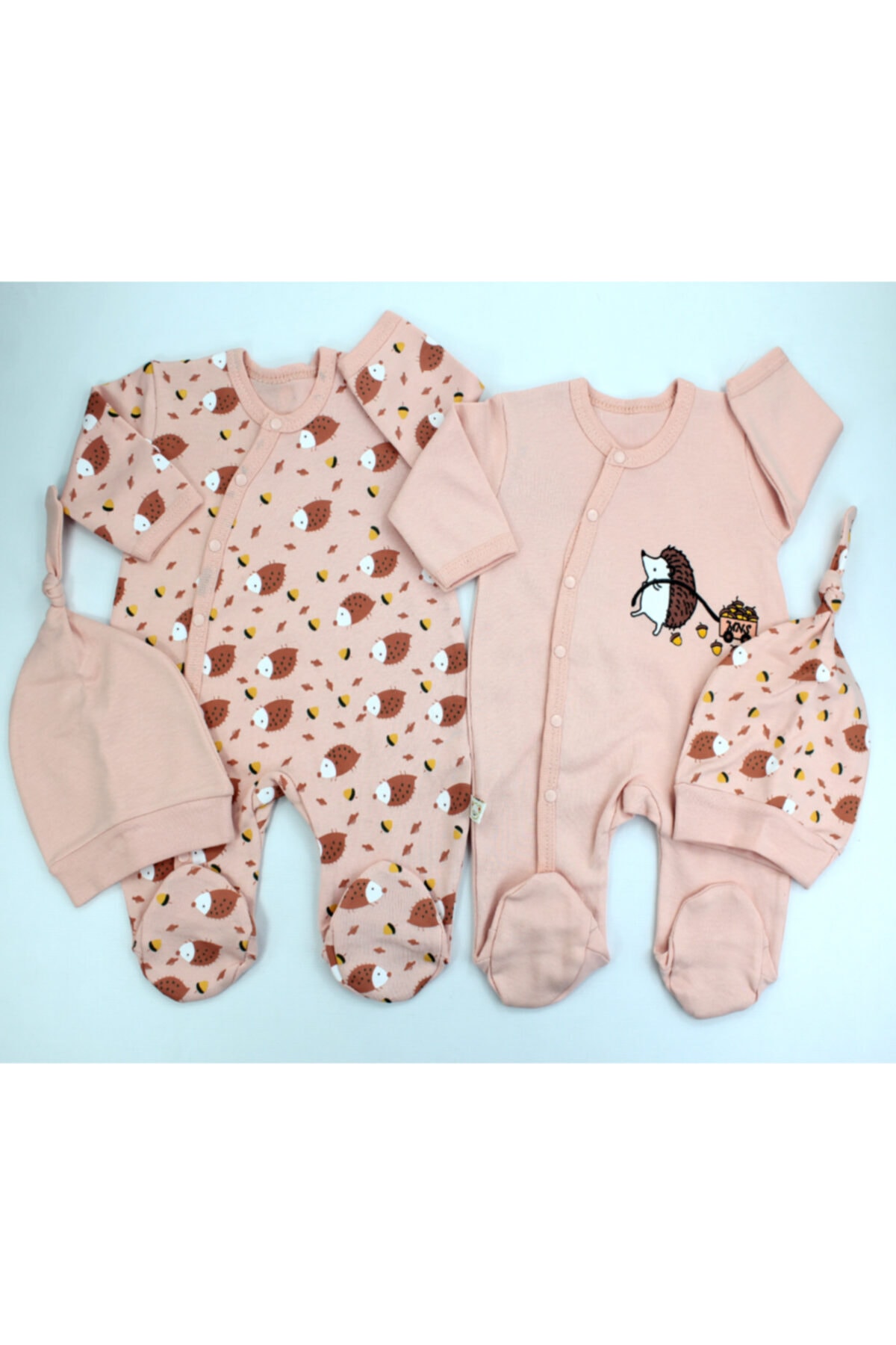 minissa baby kids Minisse Kirpi Baskılı Organik 2li Tulum