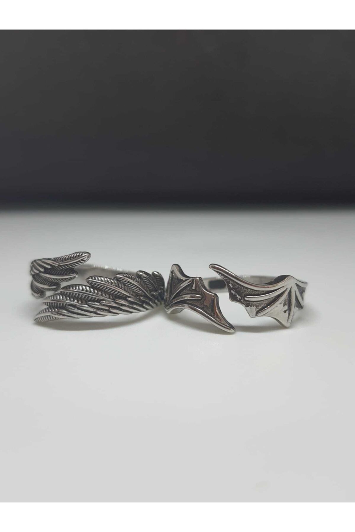 Dark Moon Accessories Demon Angel Wing Kanat Çift Yüzüğü