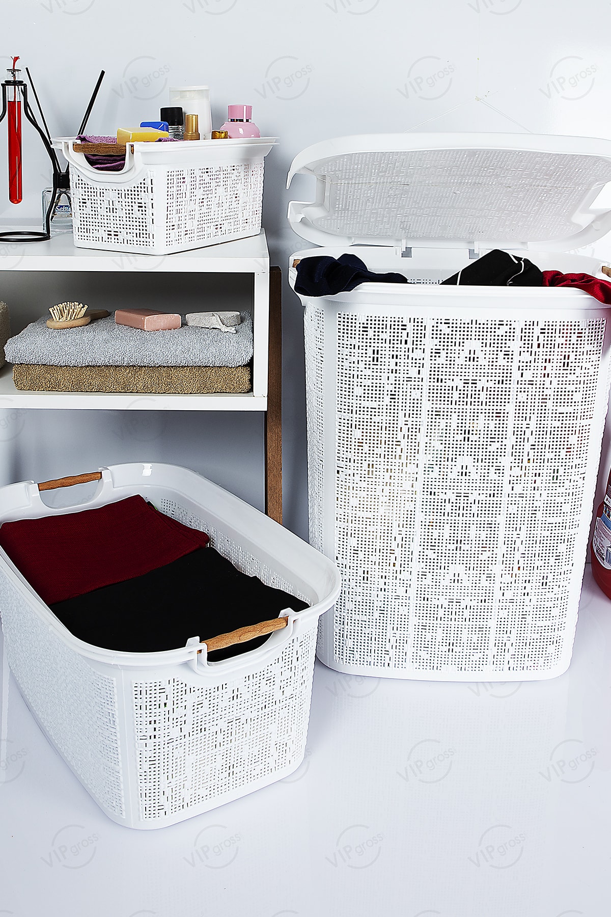 vipgross Modern Çamaşır Sepeti Seti Beyaz 605-606