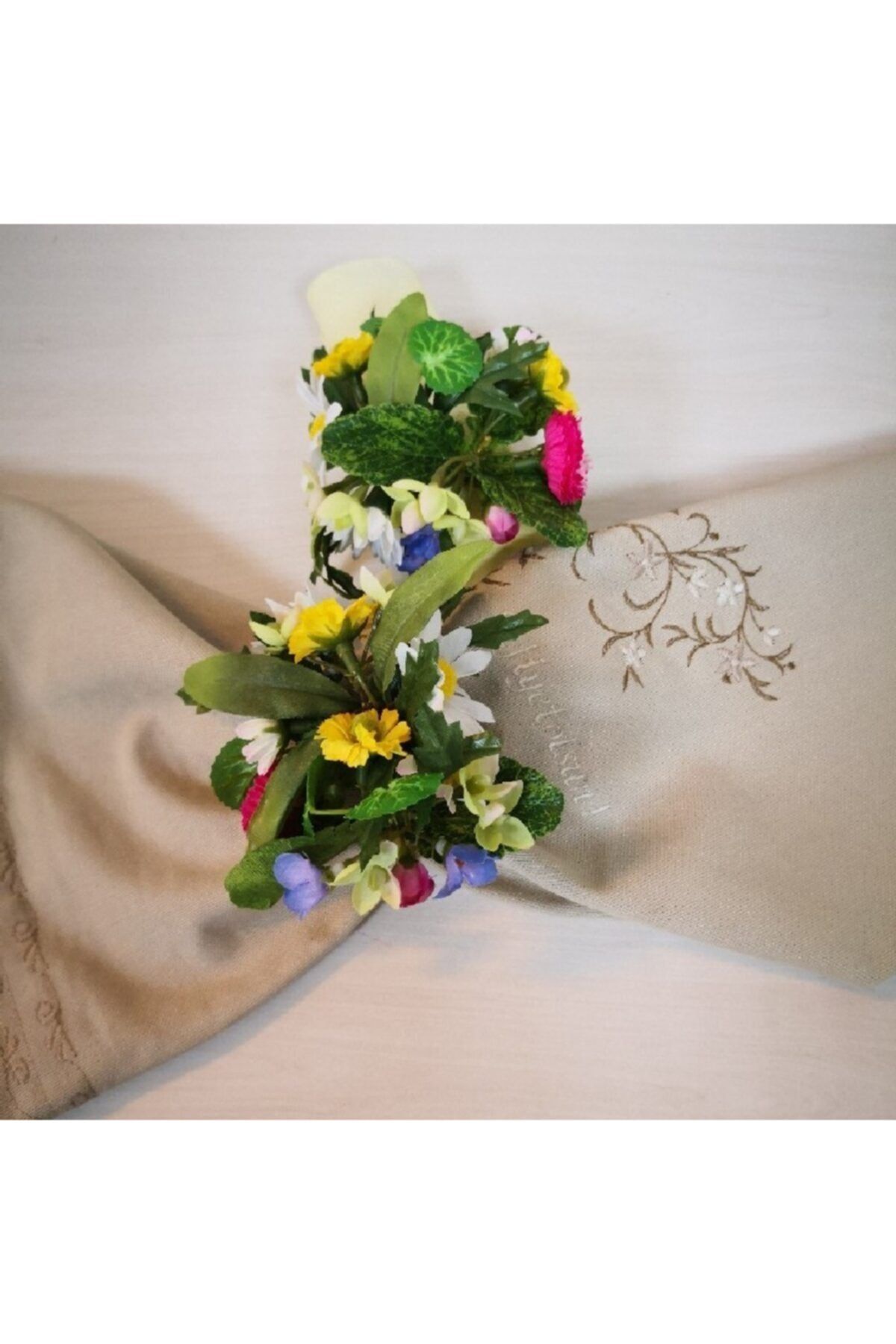 İHR İthal Şık Tasarımlı 2'li Peçete Halkaları, Spring Flowers Multi