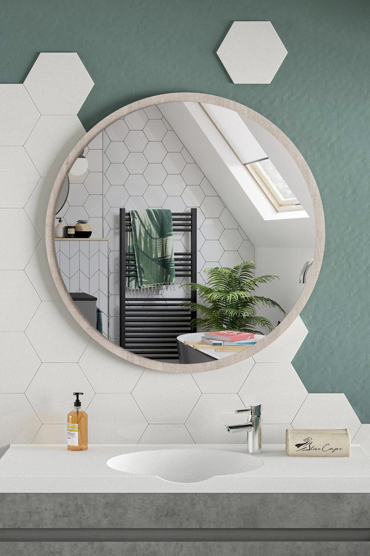 bluecape Yuvarlak Ayna 60cm Lizbon Dresuar Hol Koridor Duvar Salon Banyo Wc Ofis Çocuk Yatak Odası Boy