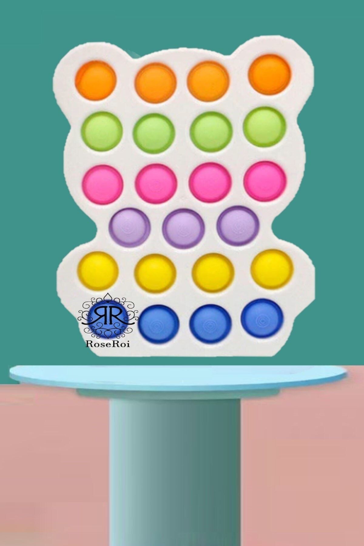 RoseRoi Pop It Push Bubble Fidget Popit Panda Figürlü Simple Dimple Oyuncak Büyük Boy