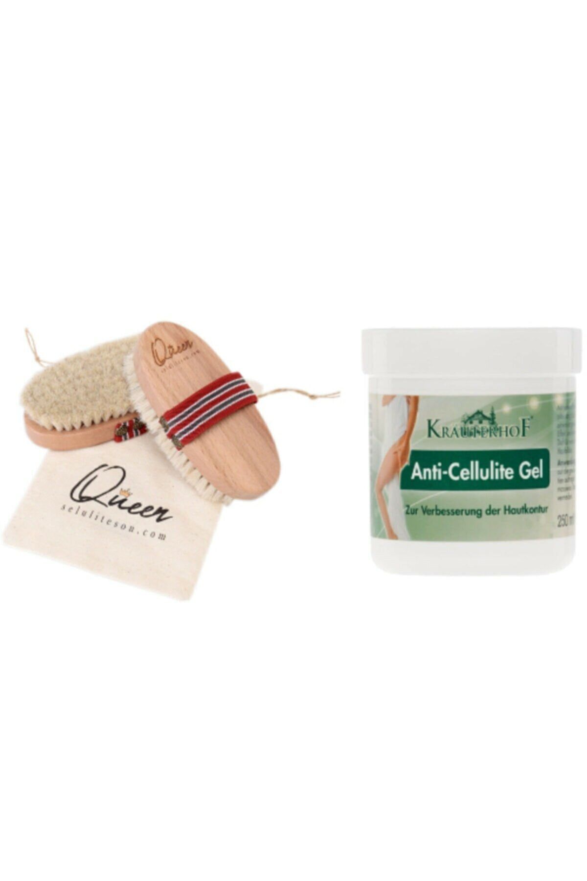 QUEEN Atkılı Selülit Karşıtı Masaj Fırçası+selülit Önleyici Jel 250ml