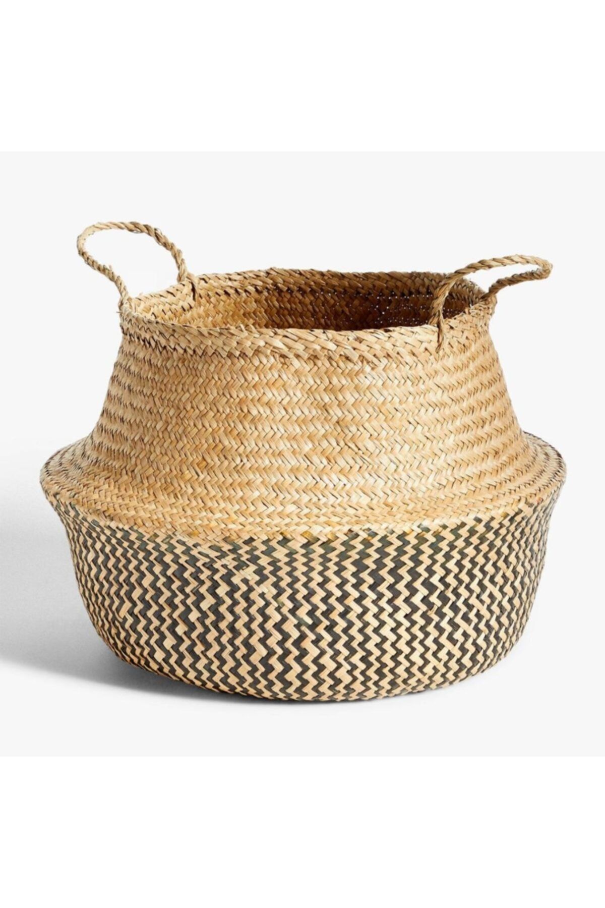 Wisha Natural Yarı Zigzag Small Boy Katlanabilir Hasır Sepet / Saksılık 25x25cm