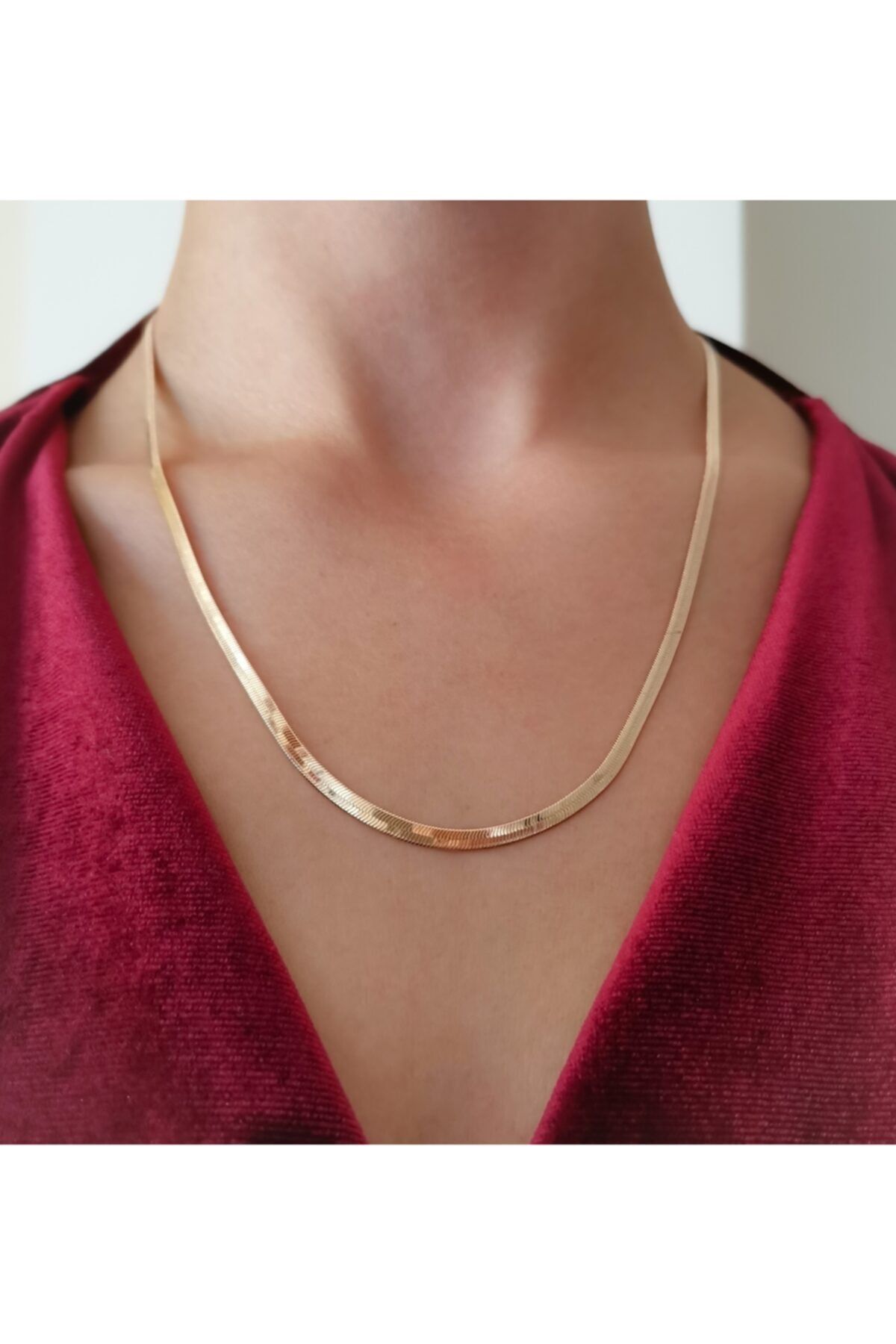 Joya Accessories Xuping Altın Kaplama Italyan Yassı Model Uzun Zincir Kolye Goldrose Renk