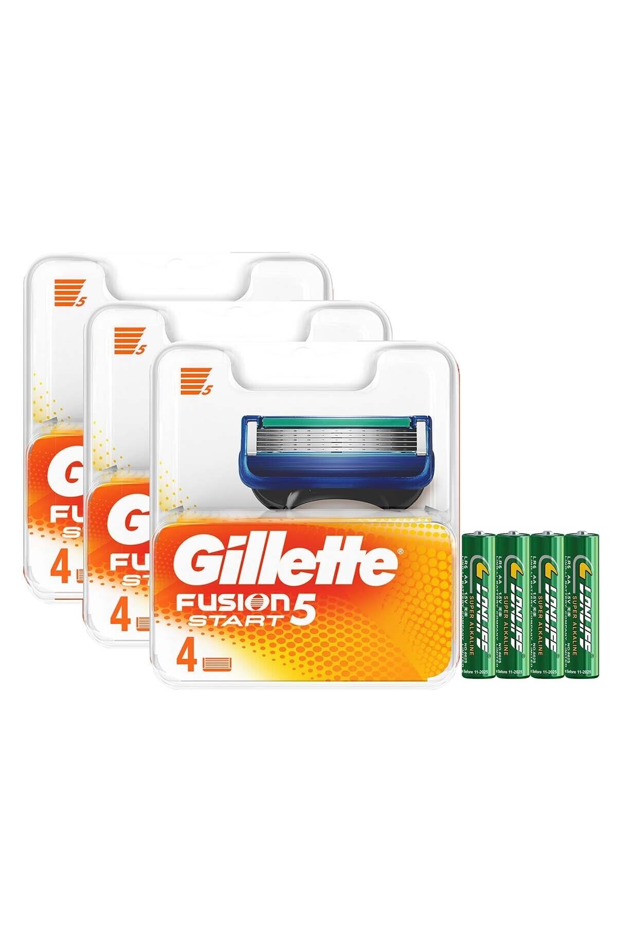 Gillette Fusion5 Start Yedek Tıraş Bıçağı 4'lü (3 AL 2 ÖDE) 4lü Kalem Pil