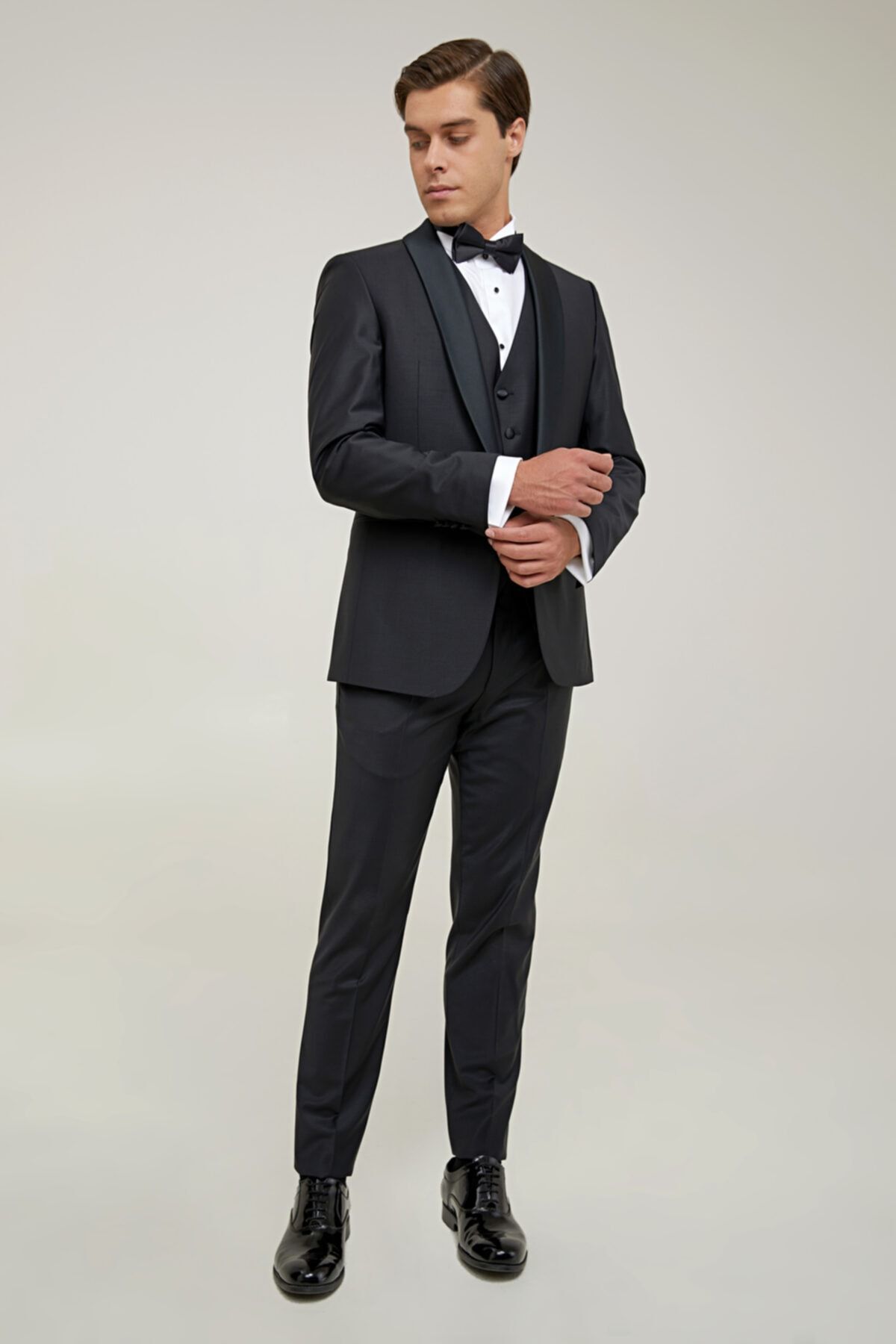Damat Slim Fit Siyah Yelekli Takım Elbise